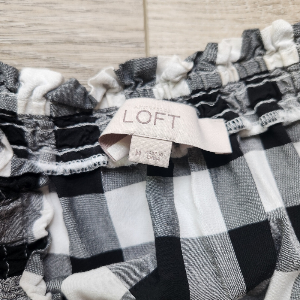Loft Black and White Checkered Womens Medium Dress Cottagecore - Picture 4 of 10